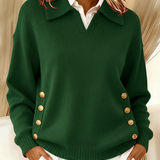 V-Neck Jumper with Collar for Women