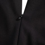 Marina | Edles schwarzes Kleid mit Gürtel und Mandarin-Kragen