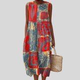 Red Dress with Patchwork Pattern