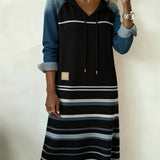 Camila | Striped Hooded Dress with Color Mix