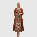 Daniela - Long floral dress with a fitted vest