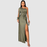 Meda - Elegant one-shoulder maxi dress