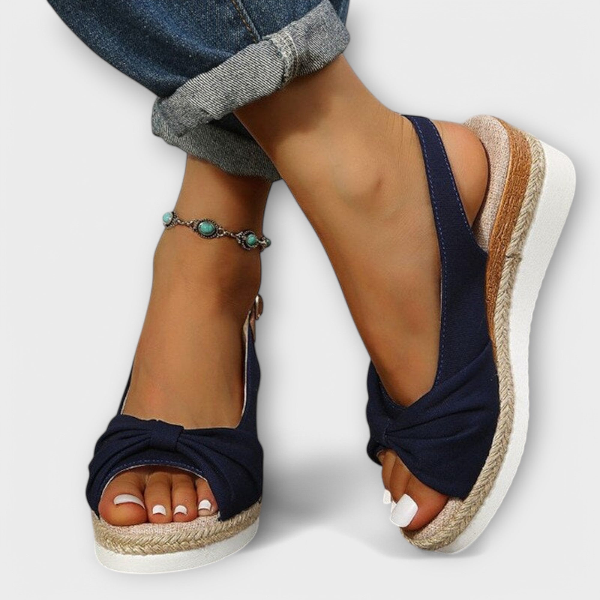 Adelgund - Rosé Espadrille Sandals with Bow
