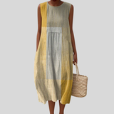 Yellow Striped Linen Dress