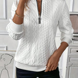 Amalie - Cable Knit Zip Sweater for Women