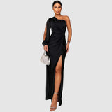 Meda - Elegant one-shoulder maxi dress