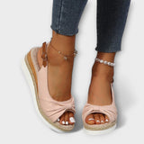 Adelgund - Rosé Espadrille Sandals with Bow