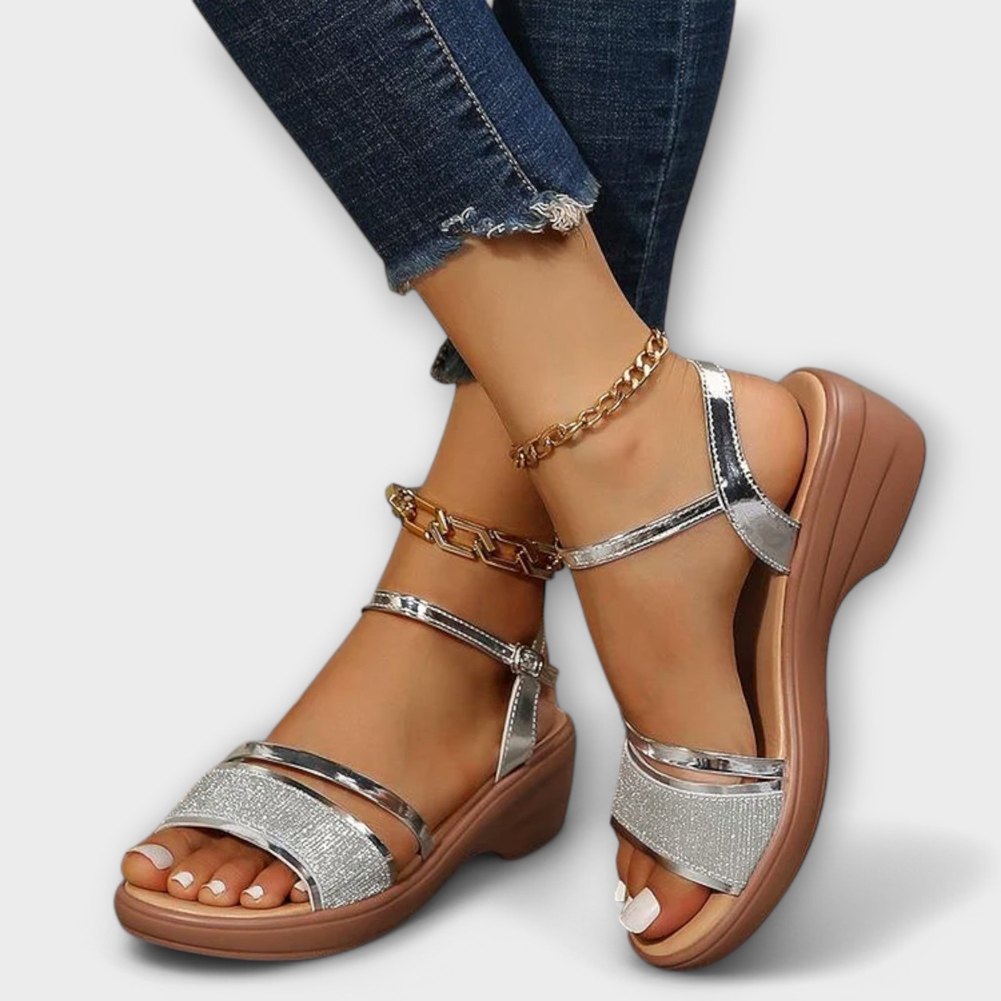 Edelgard - Sandals with Rhinestone Straps