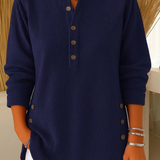 Button Henley Tunic for Women