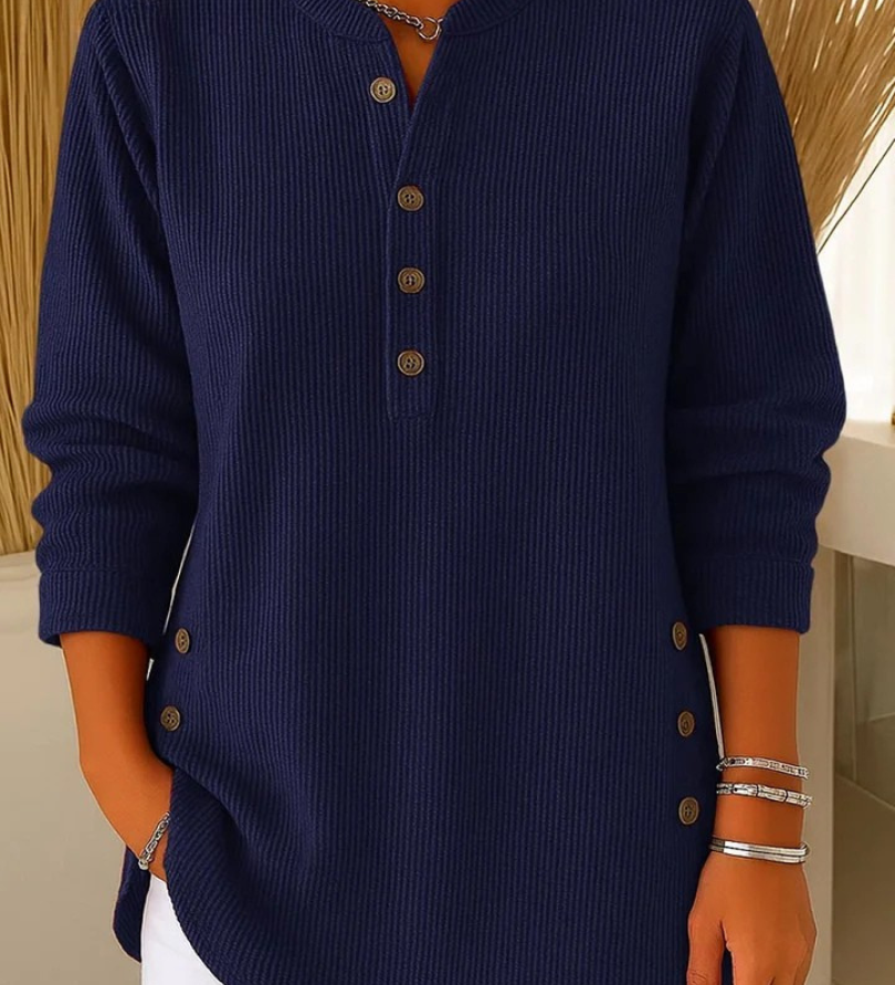 Button Henley Tunic for Women