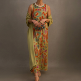Daniela - Long floral dress with a fitted vest