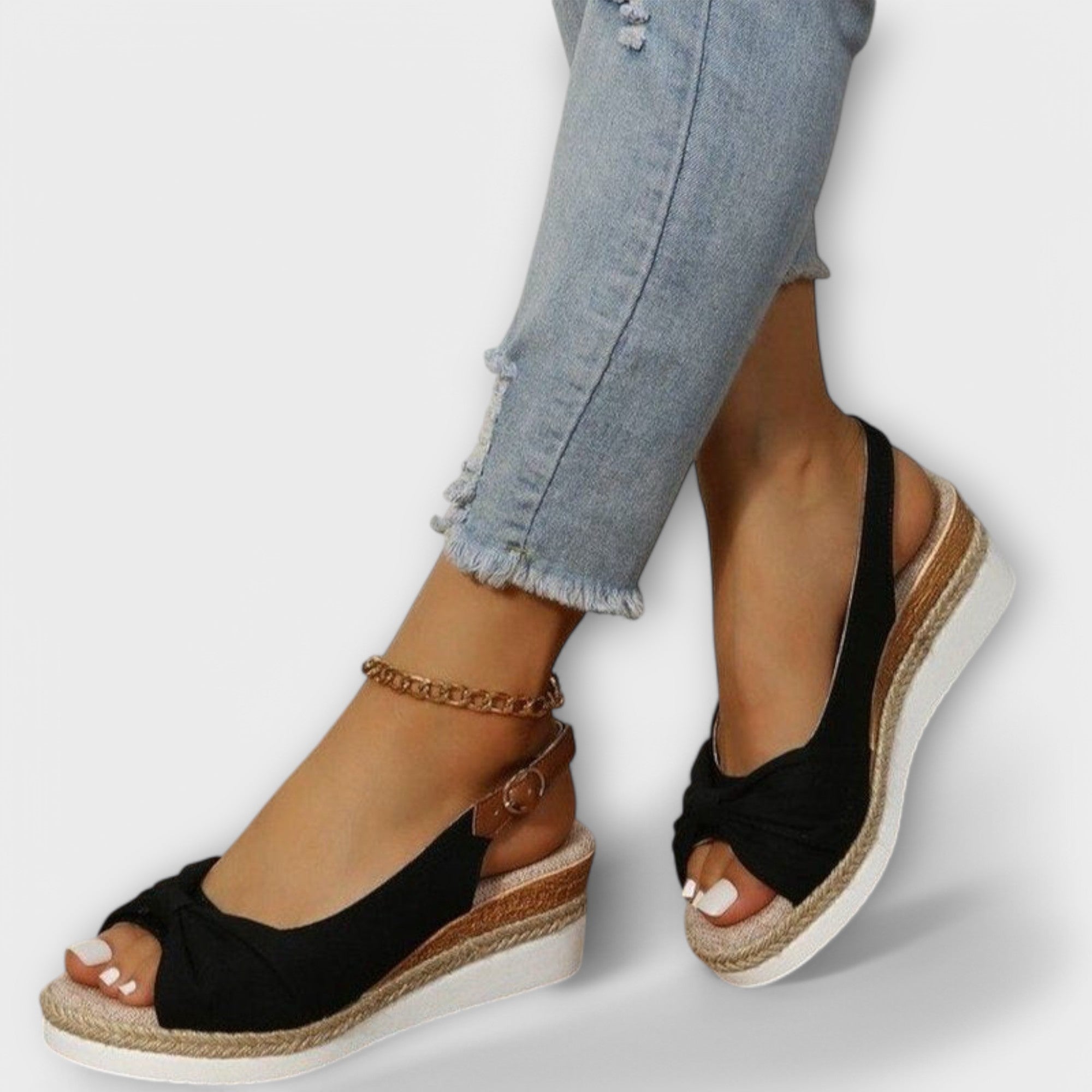 Adelgund - Rosé Espadrille Sandals with Bow