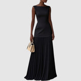 Eliška - Maxi dress without sleeves with pleated pattern