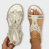 Reinhilde - Turquoise Boho Sandals with Rhinestones