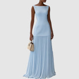 Eliška - Maxi dress without sleeves with pleated pattern