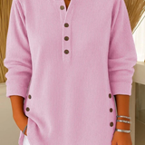 Button Henley Tunic for Women