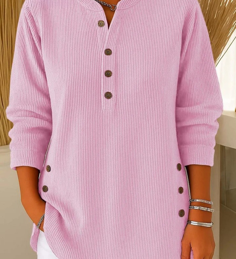 Button Henley Tunic for Women