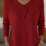 Warm Jumper with Soft Collar for Women