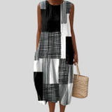 Black and White Dress with Patchwork Pattern