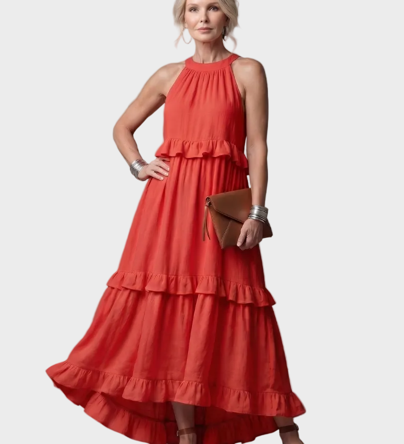 Katia - Maxi Dress with Halter Neck and Ruffles