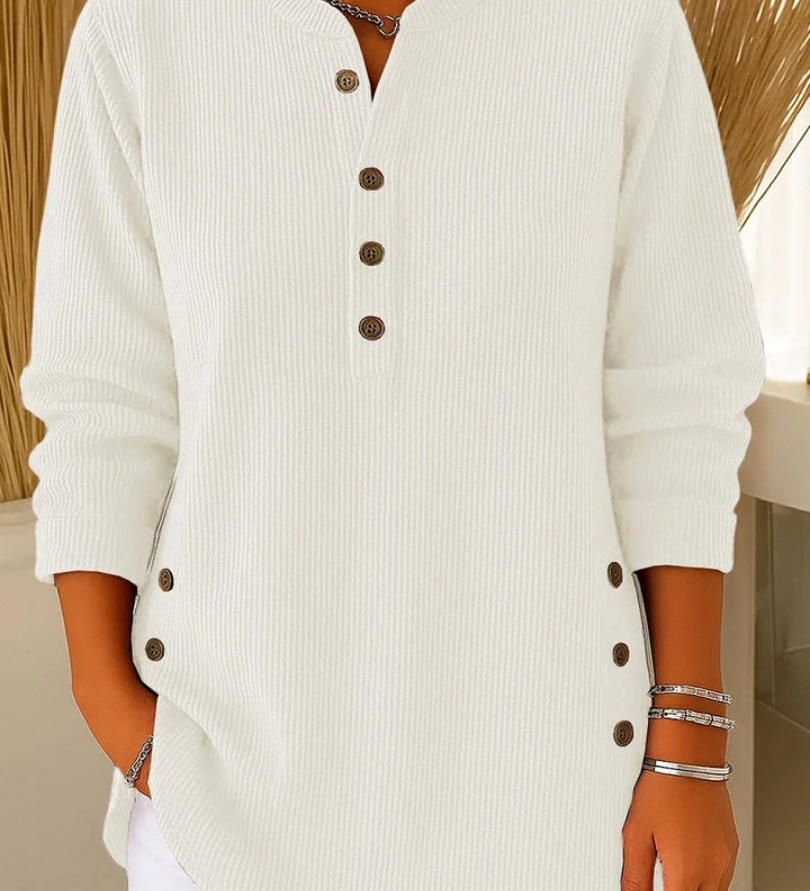 Button Henley Tunic for Women