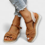 Adelgund - Rosé Espadrille Sandals with Bow
