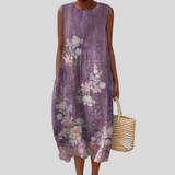 Lilac Dress with Floral Embroidery