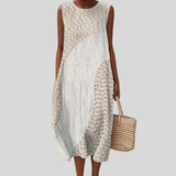 Cream-coloured dress with lace pattern