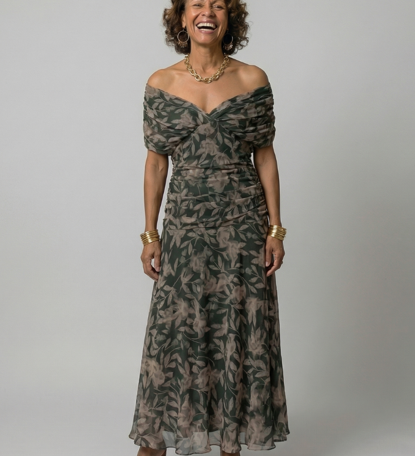 Calen | Off Shoulder Flow Midi Dresses