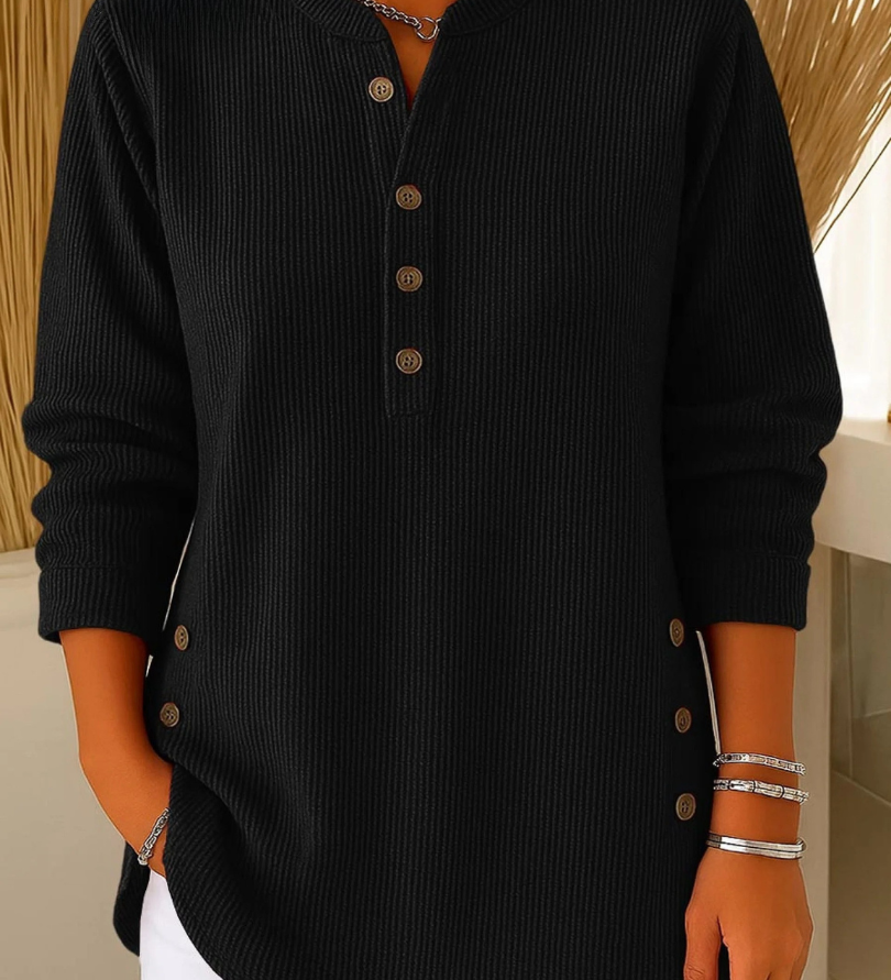 Button Henley Tunic for Women
