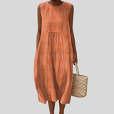 Terracotta Colored Linen Dress