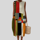 Colourful Dress with Geometric Patchwork