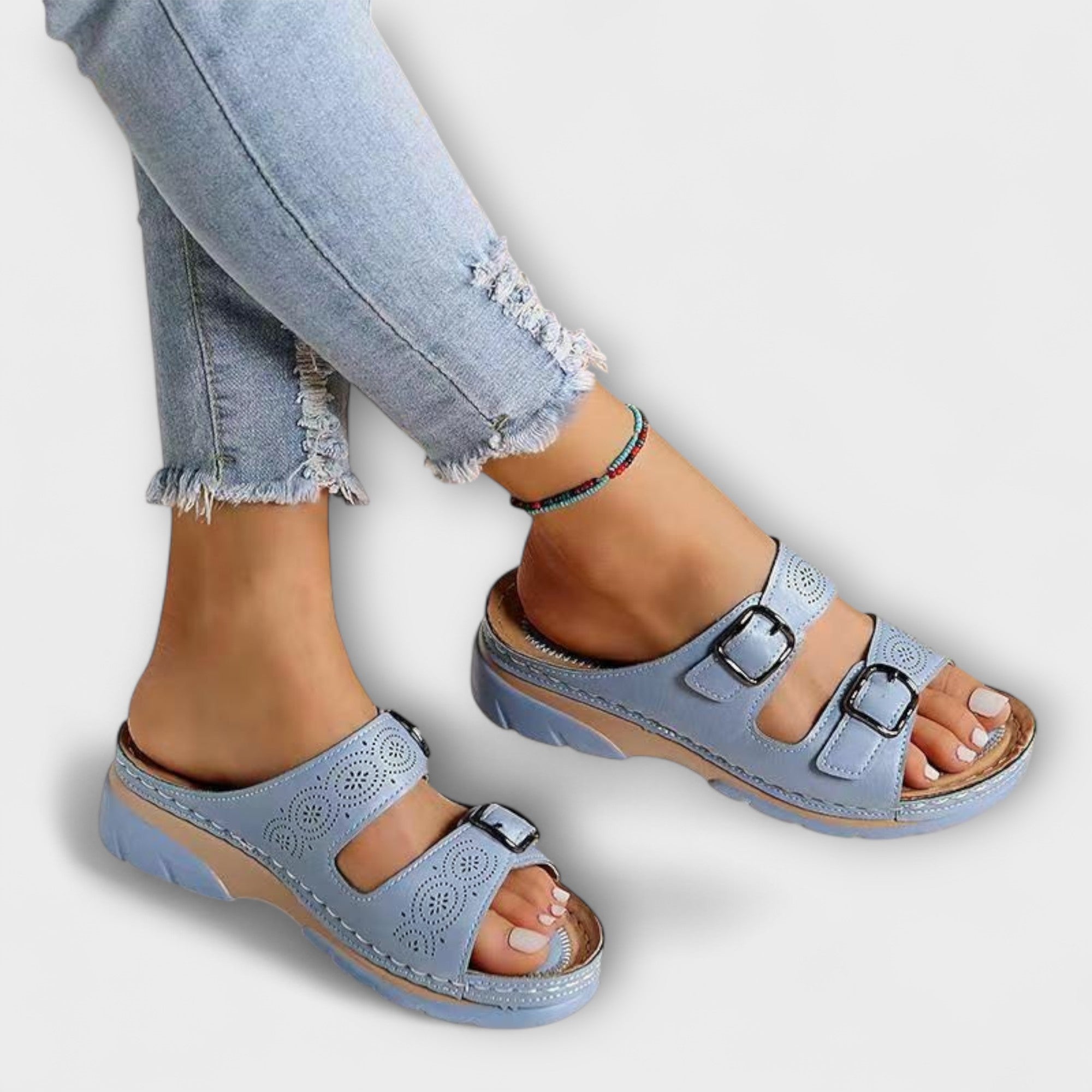 Gertrud - Leather Slippers with Buckles