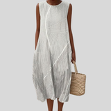 White Dress with Diagonal Stripes
