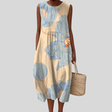Beige Dress with Circle Motif