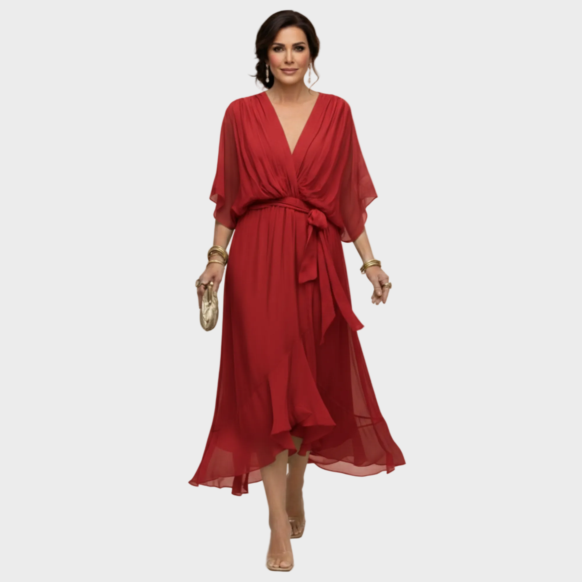 Monica Chiffon - Dress with a V-neck