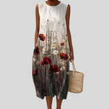 Dress with Poppy Flower Print