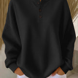 Cosy Waffle Henley Sweatshirt for Women