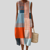 Colorful Dress with Checkered Patchwork