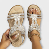 Reinhilde - Turquoise Boho Sandals with Rhinestones