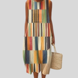 Dress with Wooden Patchwork Pattern