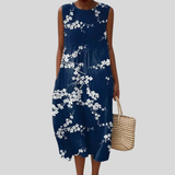 Dark Blue Dress with Cherry Blossoms