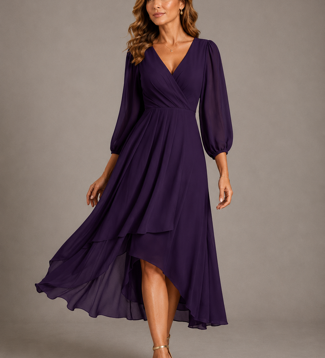 Mia™ | Elegant V-neck Long Dress