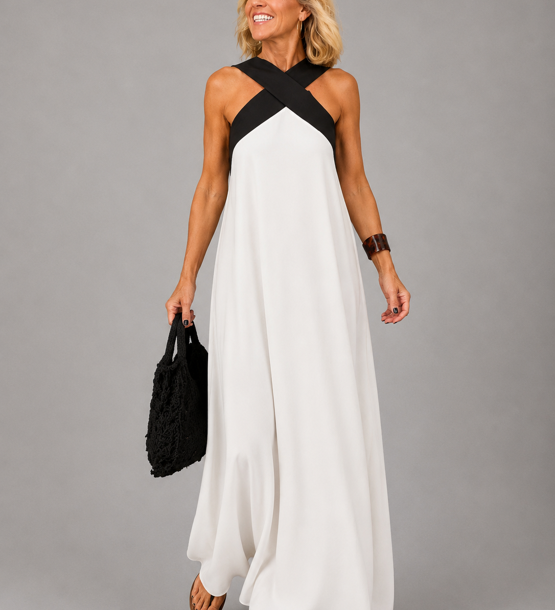 Velora™ | Cross Elegance Maxi Dress