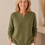 Henley Button-Up Knit Jumper for Women