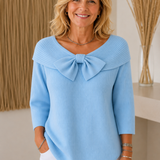 Jumper with Bow and Round Neckline for Women