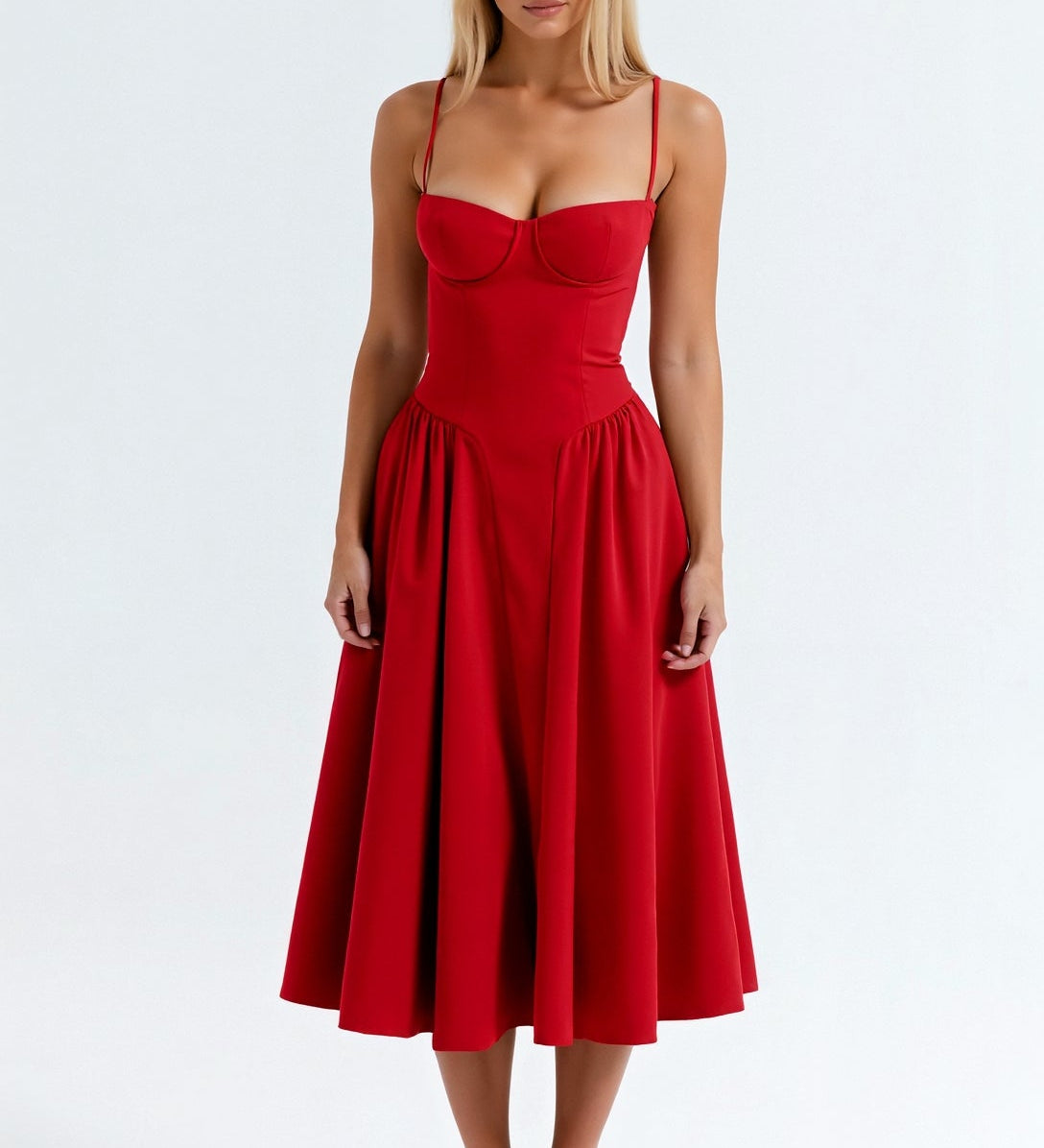 Kelsey - Structured Corset Midi Dress