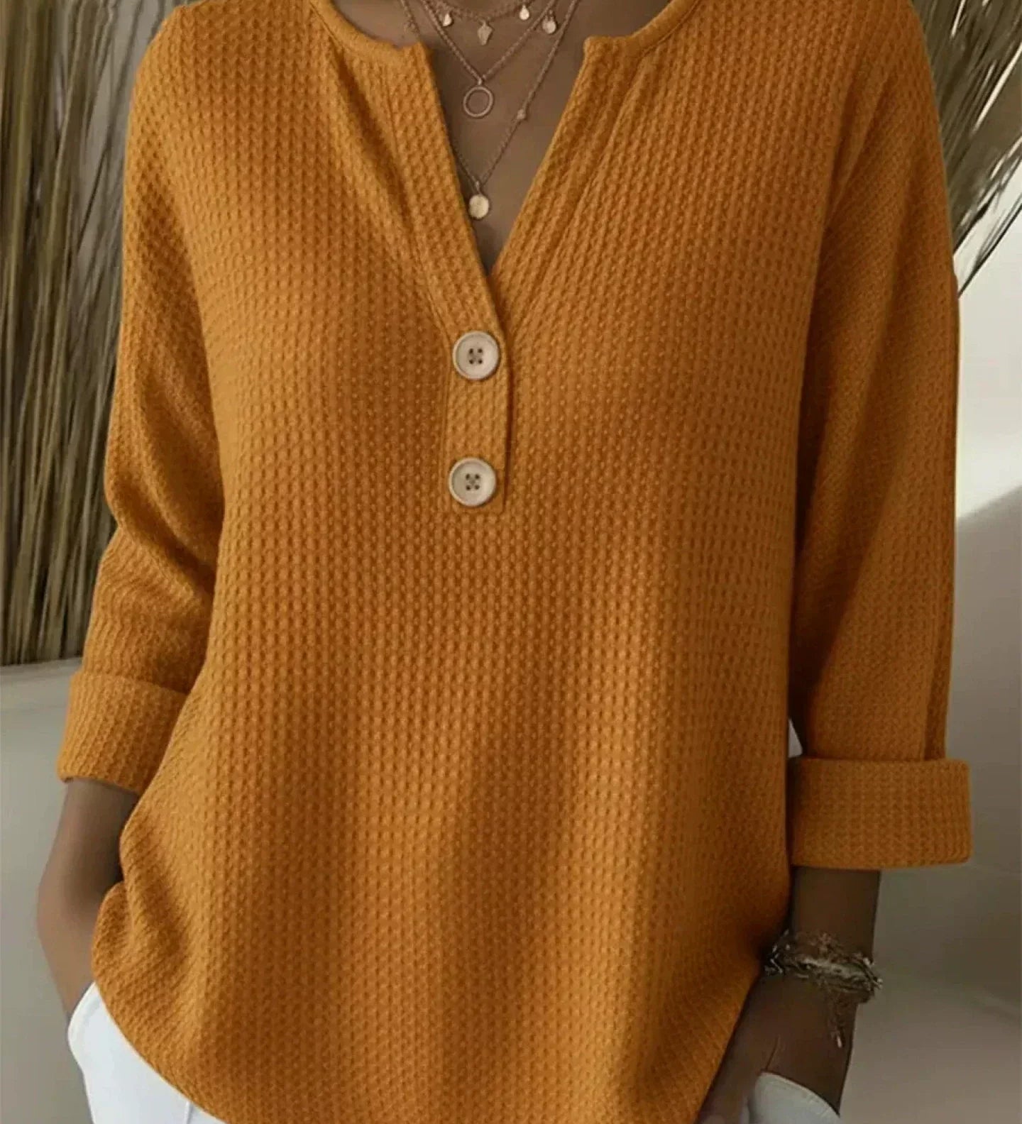 Henley Button Top for Women
