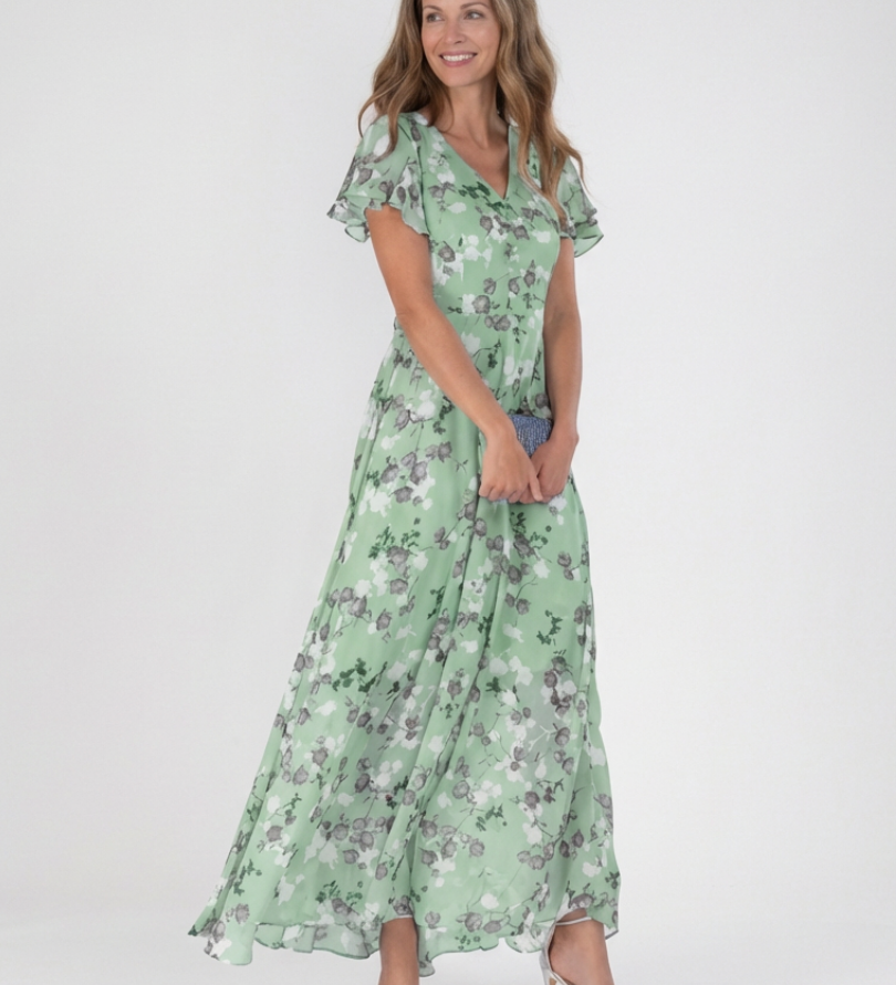 Ismeria | Floral Chiffon Maxi Dress