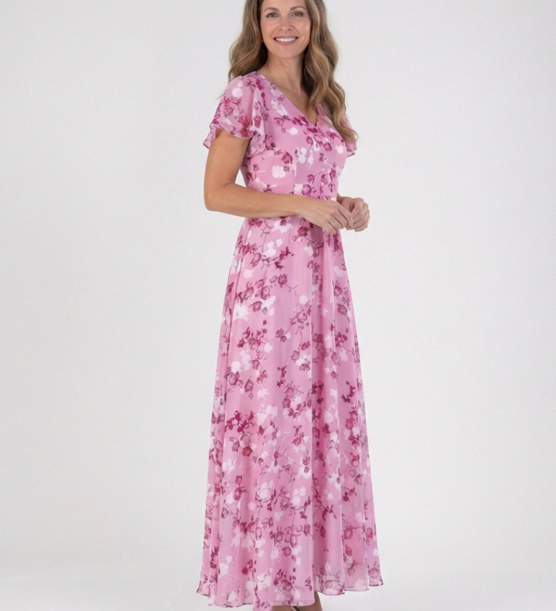 Ismeria | Floral Chiffon Maxi Dress